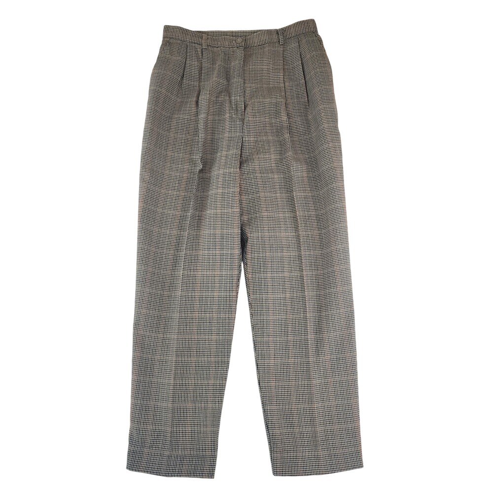 Vintage Kathie Lee Collection Dress Pants Womens 12 Brown Plaid Pleated Twill